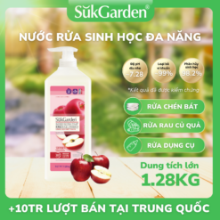 Nước Rửa Sinh Học SukGarden Hương Táo 1,28kg Chiết Xuất Enzyme Thực Vật - Hỗ Trợ Rửa Chén Bát, Rau Củ Quả