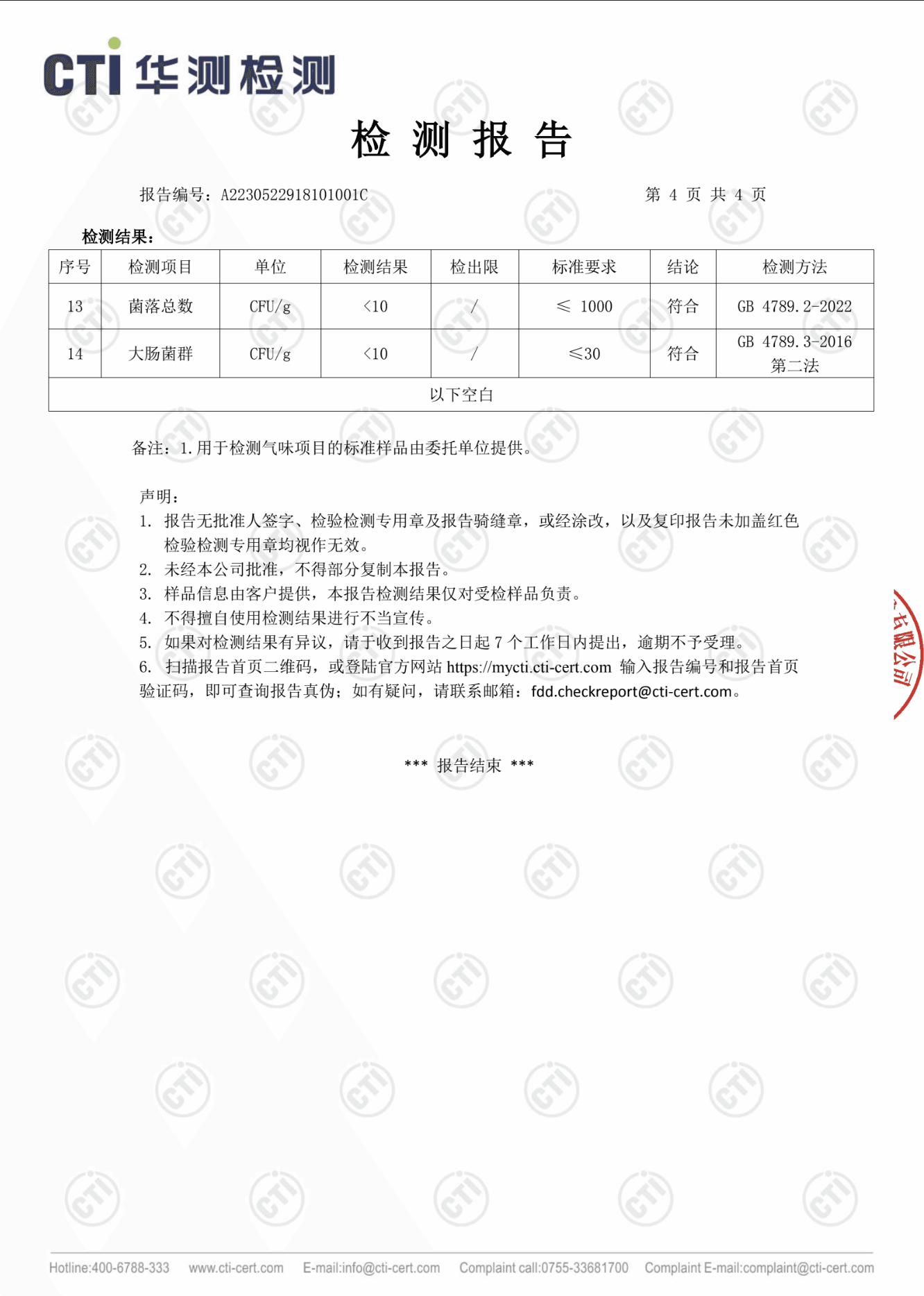 Giấy kiểm nghiệm Nước rửa hữu cơ SukGarden từ Trung tâm CTI