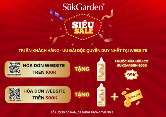 Khuyến mãi tặng nước rửa hữu cơ SukGarden